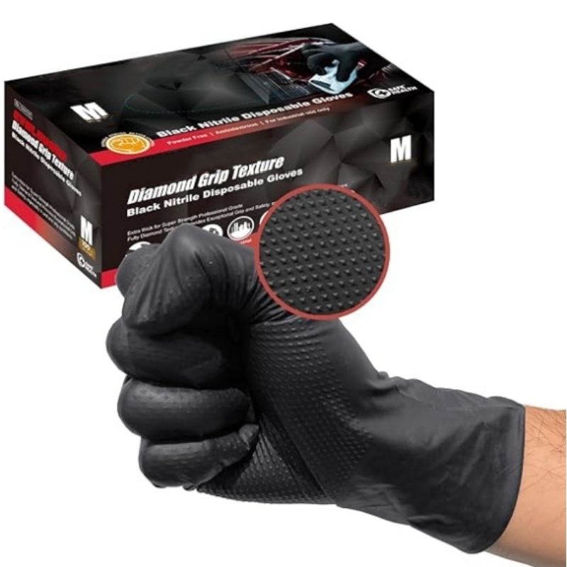 Disposable Gloves Nitrile - Guanti in Nitrile Nero Resistenti 8