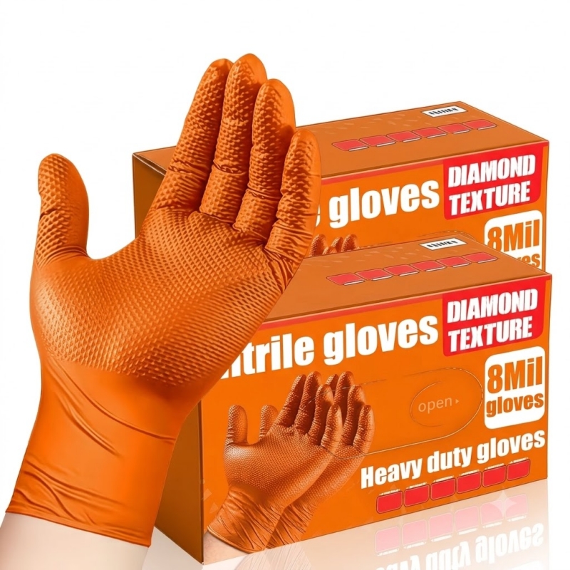 Disposable Gloves Nitrile - Guanti in Nitrile Arancioni Resistenti 8