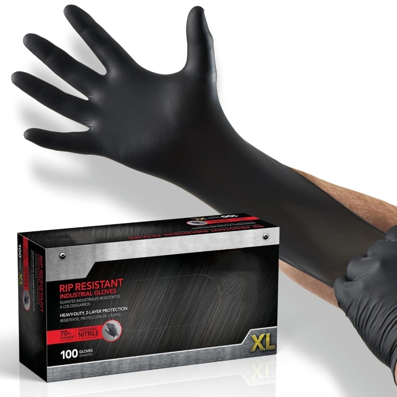 Disposable Gloves Nitrile - 100 Pezzi Guanti in Nitrile Nero